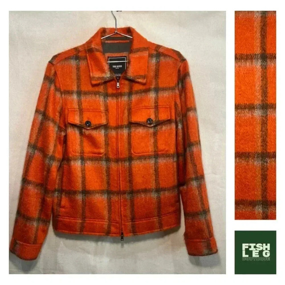 Todd Snyder Other - Todd Snyder |  Italian Wool/Mohair Check Zip Guide Jacket - Orange / Sz S
